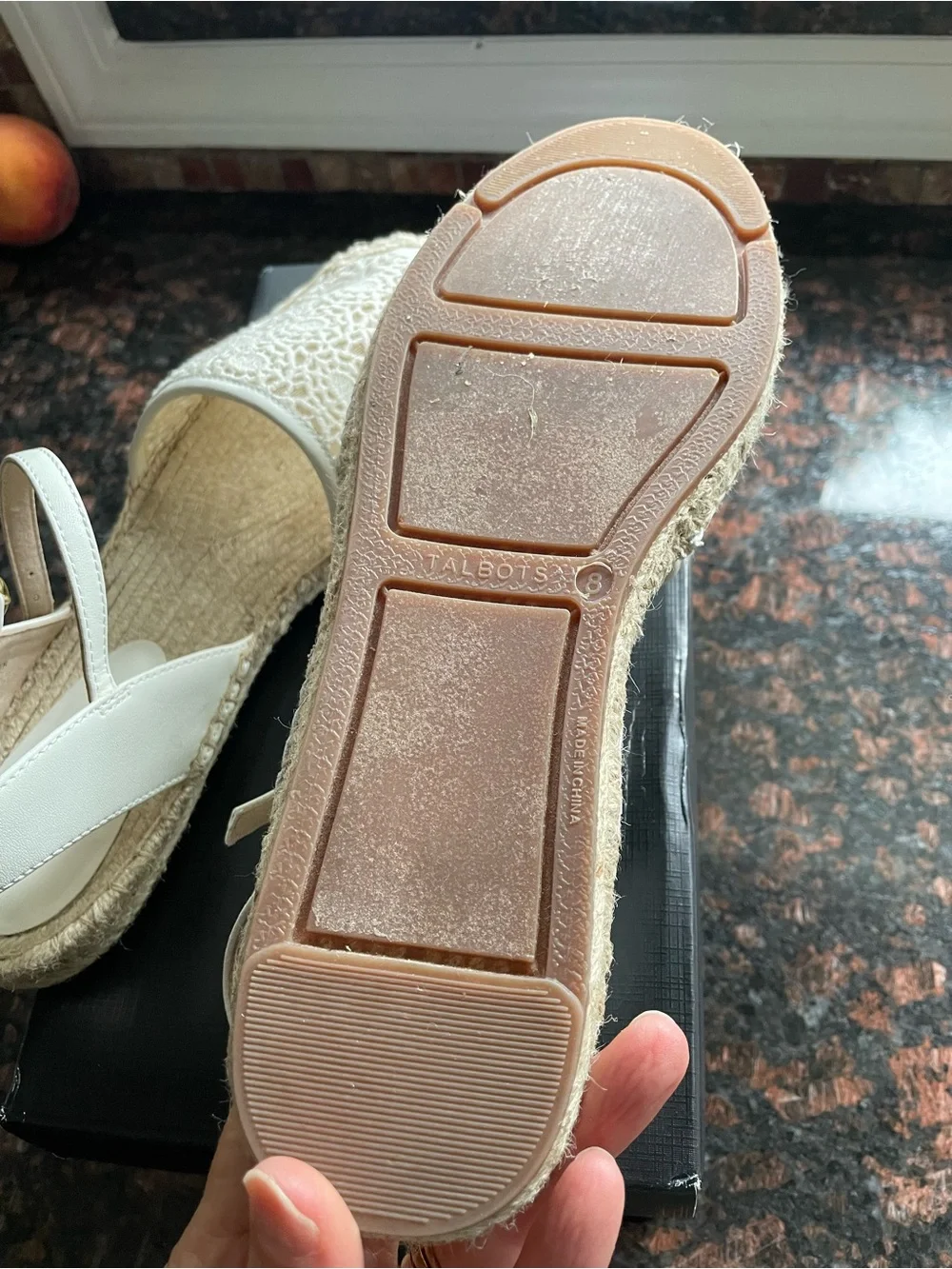 Talbots Cream Crochet Espadrille Slingback Flats$119.marked dn to $99.99. 1/2off
